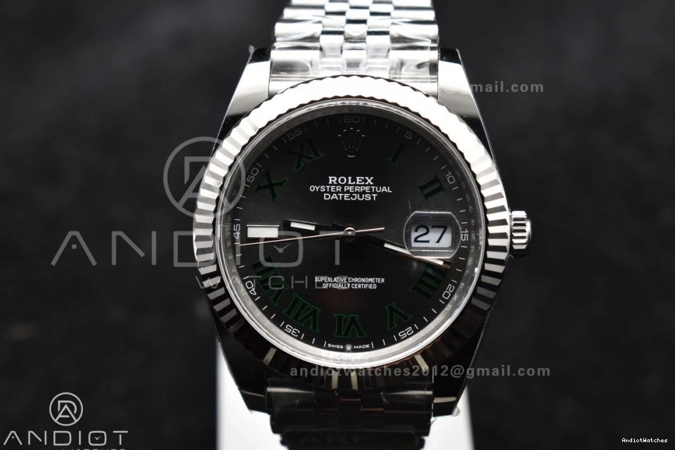 904L DateJust Gray SS Wimbledon On 126330 Vr Breathable Best Roman Dial Bracelet Edition ARF 589 Green Jubilee 1:1 41 0901
